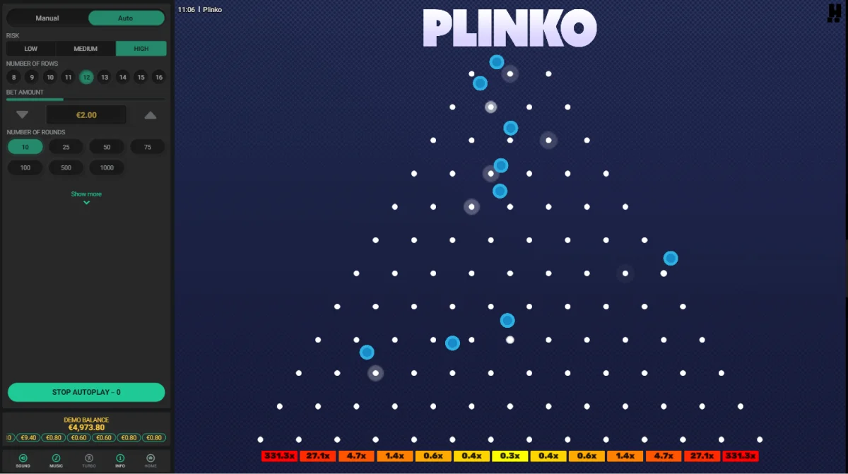 Criptomoeda online do jogo Plinko
