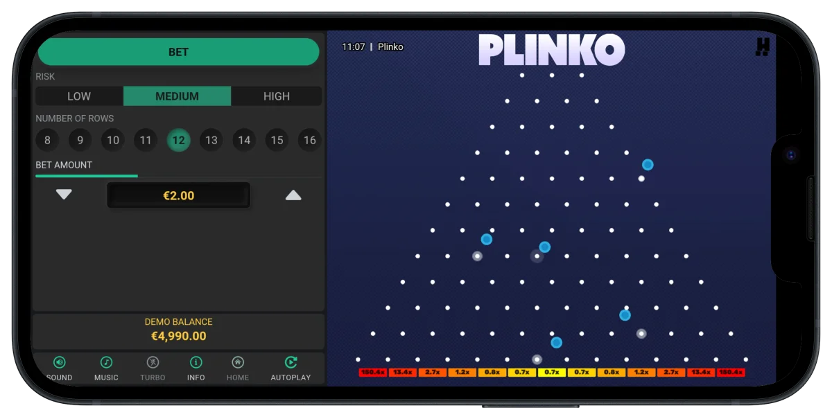 Demostración del juego criptográfico Plinko